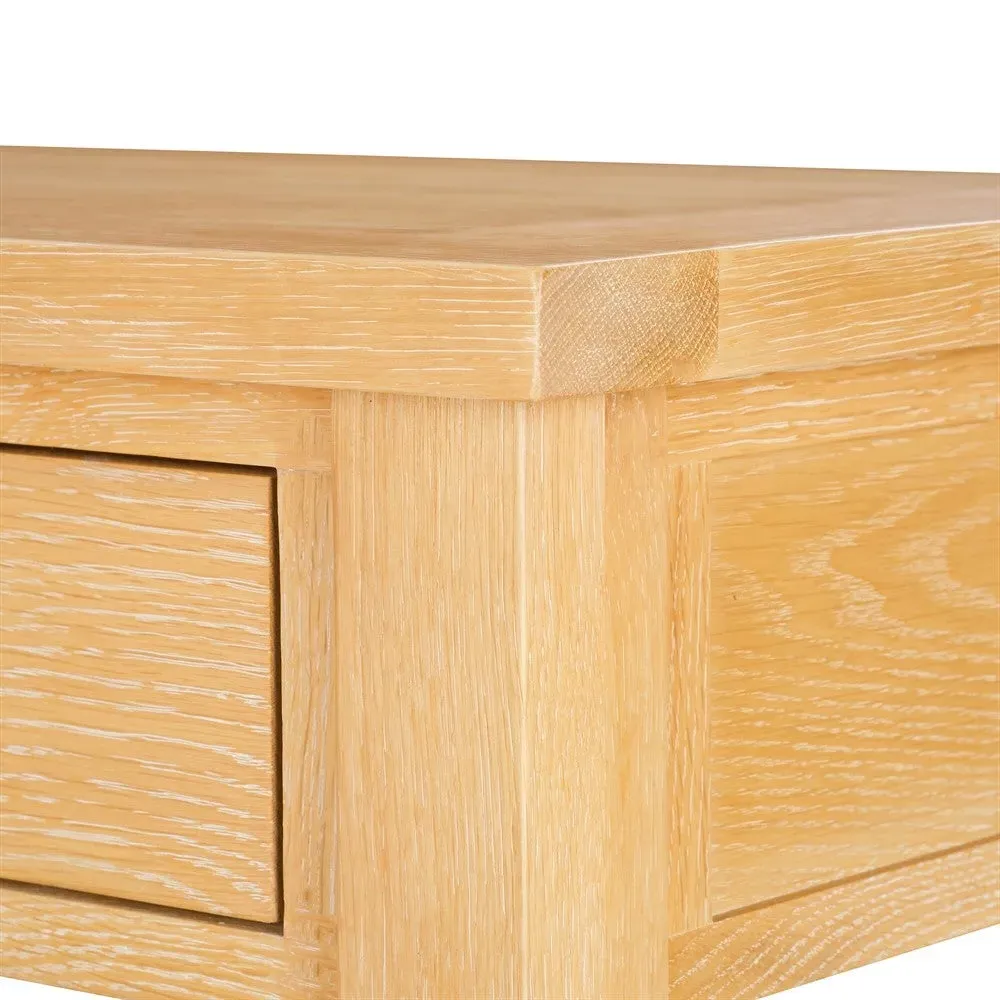 Inglesham Console Desk with Drawers - Whitewash, Oak