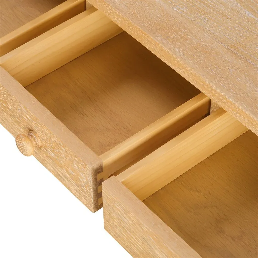 Inglesham Console Desk with Drawers - Whitewash, Oak