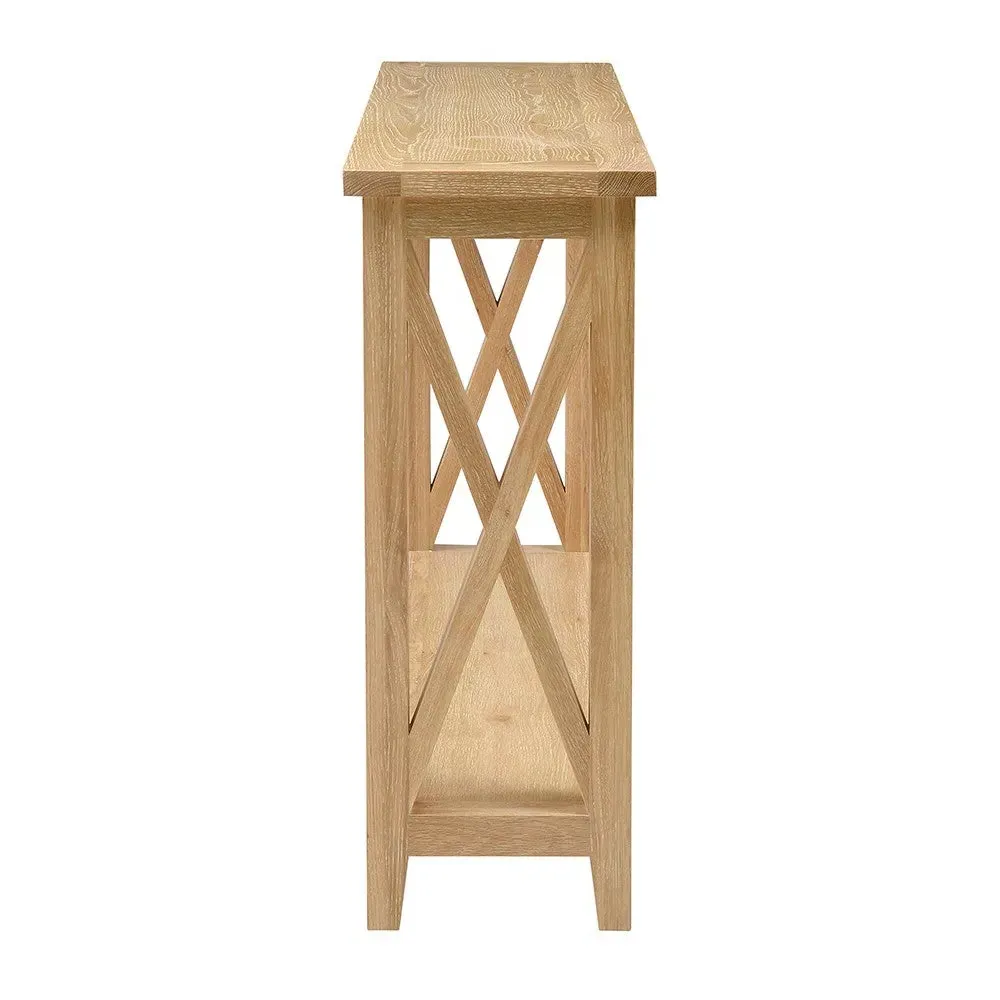 Inglesham Console Table with Shelf - Whitewash, Oak
