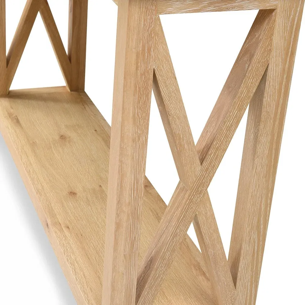 Inglesham Console Table with Shelf - Whitewash, Oak