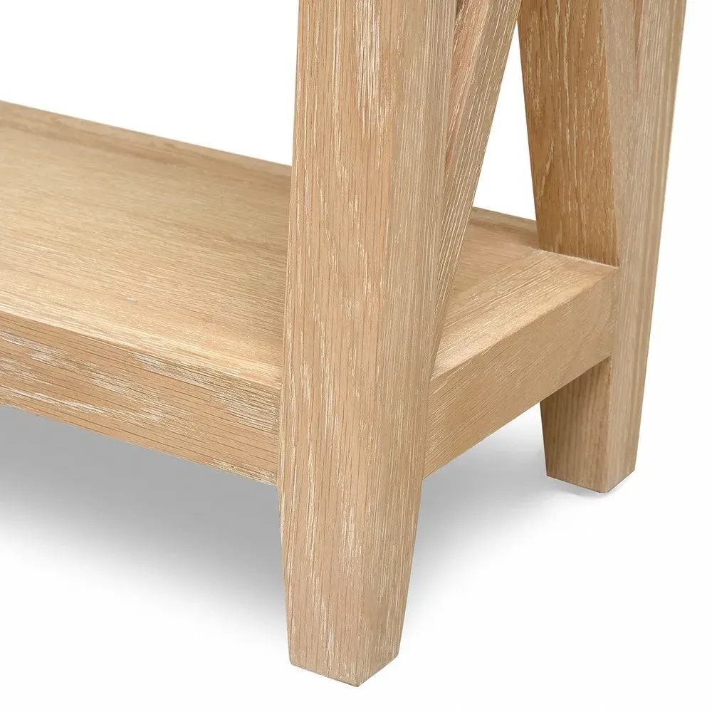 Inglesham Console Table with Shelf - Whitewash, Oak
