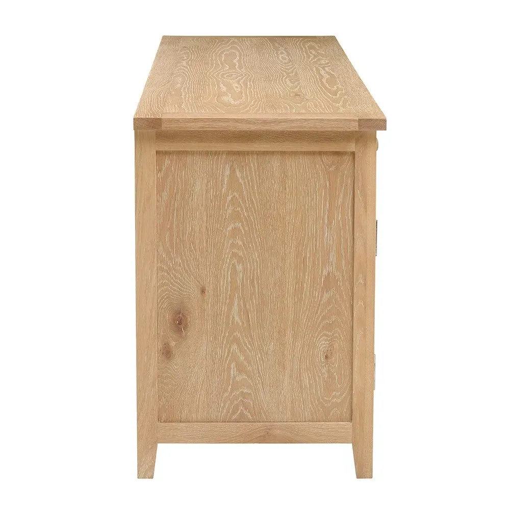 Inglesham Double Pedestal Desk with Storage - Whitewash, Oak