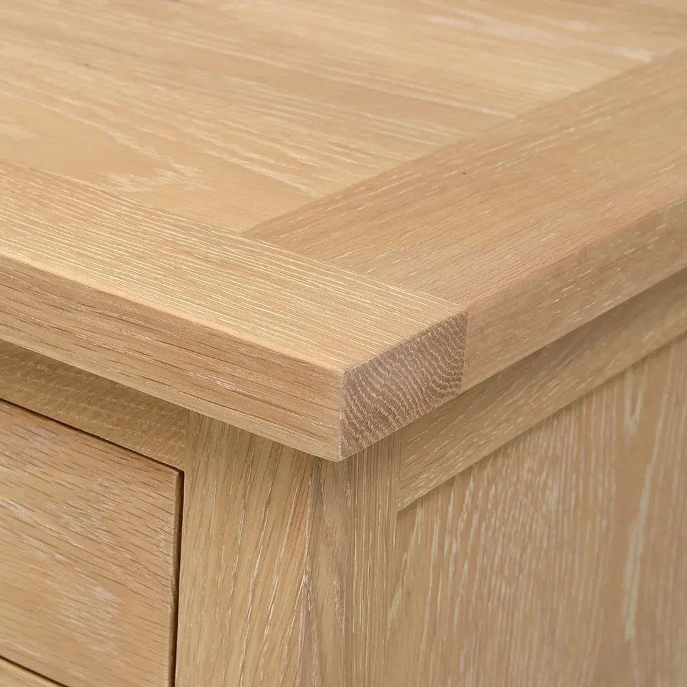 Inglesham Double Pedestal Desk with Storage - Whitewash, Oak