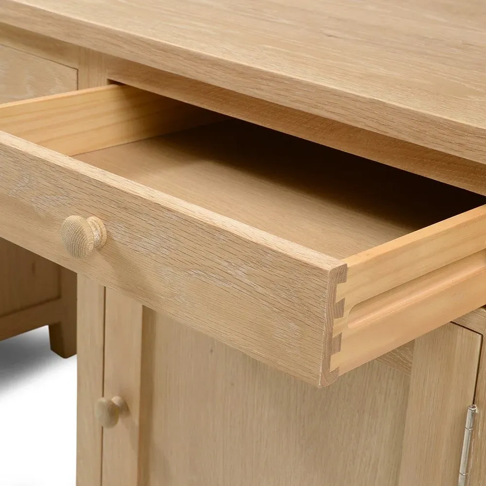 Inglesham Double Pedestal Desk with Storage - Whitewash, Oak