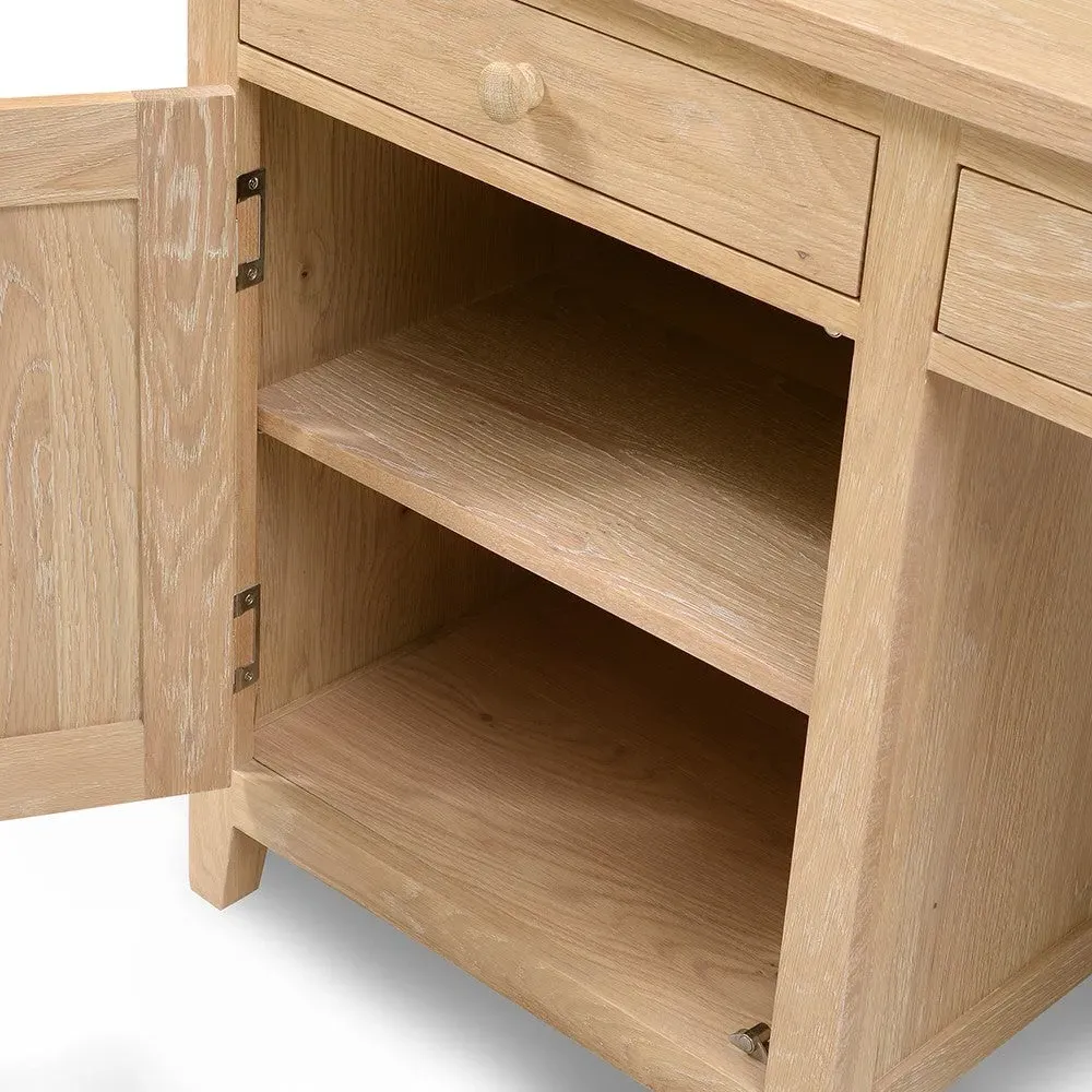 Inglesham Double Pedestal Desk with Storage - Whitewash, Oak