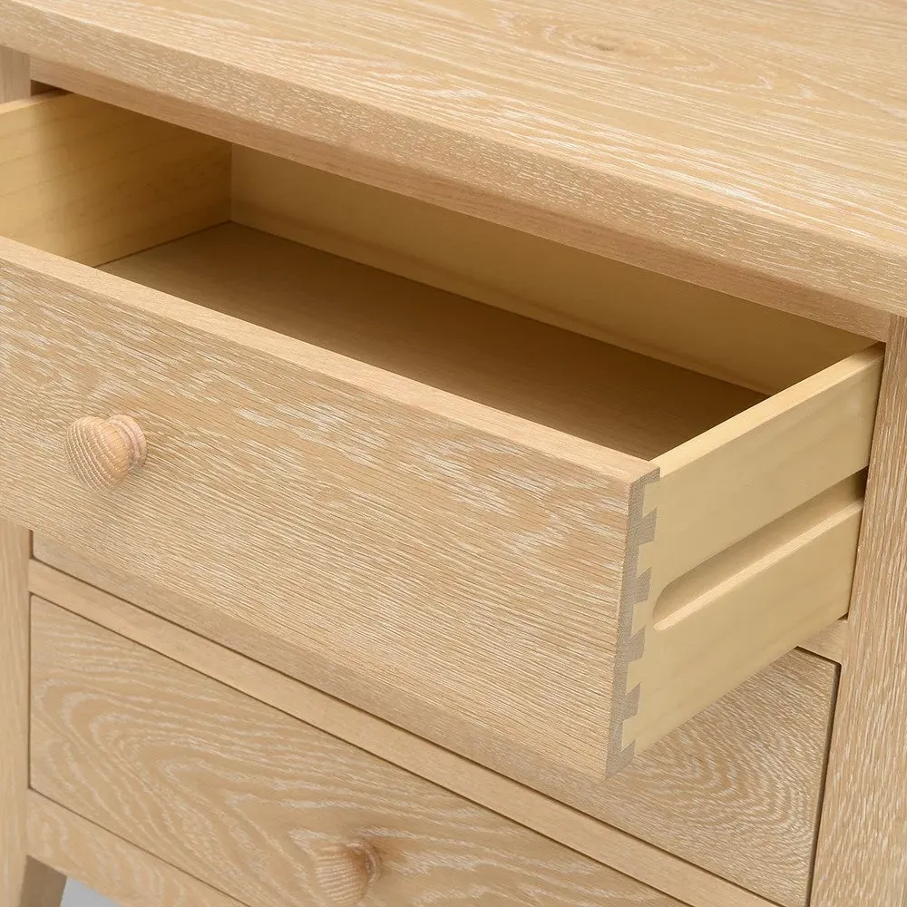 Inglesham Jumbo Bedside Table - Whitewash, Oak