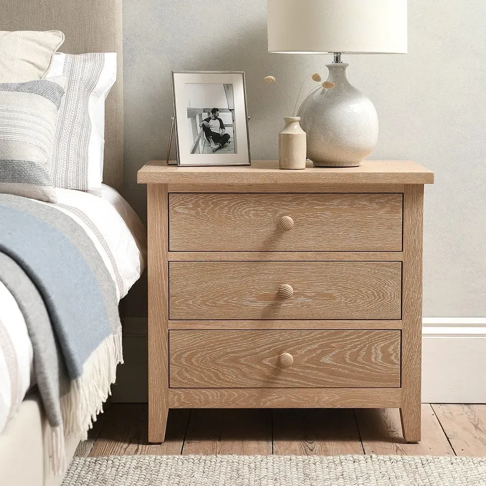 Inglesham Jumbo Bedside Table - Whitewash, Oak