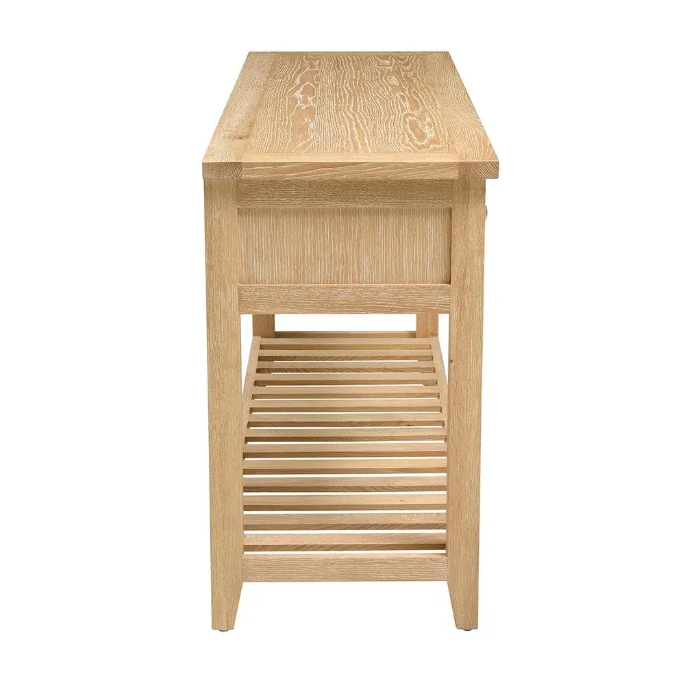 Inglesham Large Console Table with 3 Drawers - Whitewash Oak by The Cotswold Company, image 7