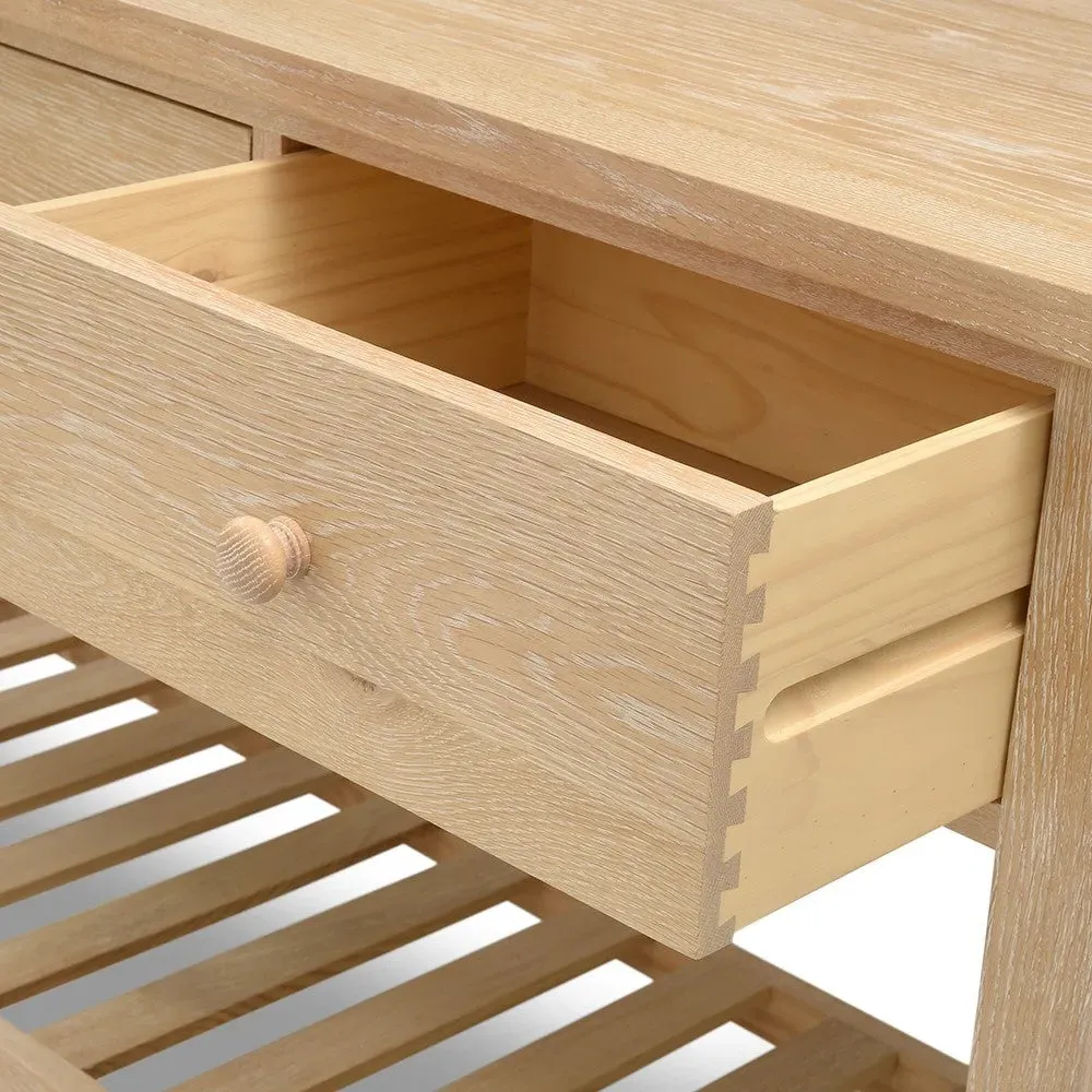 Inglesham Large Console Table with 3 Drawers - Whitewash Oak by The Cotswold Company, image 9