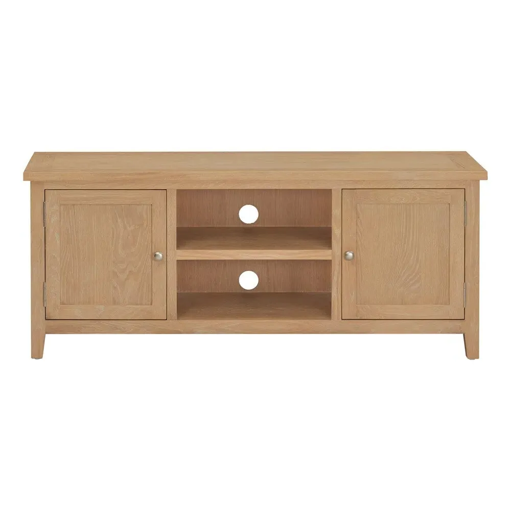 Inglesham Large TV Stand - Whitewash, Oak