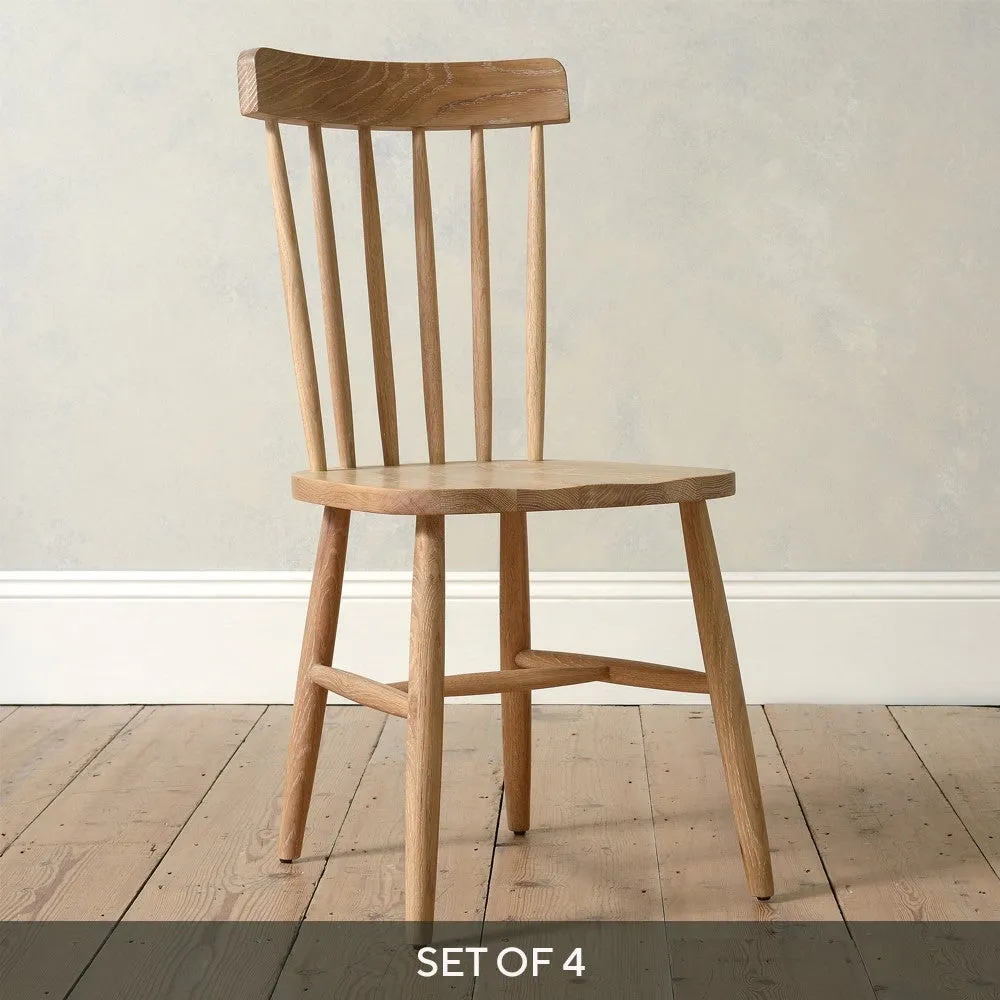 Inglesham Set of 4 Spindleback Chairs - Whitewash, Oak