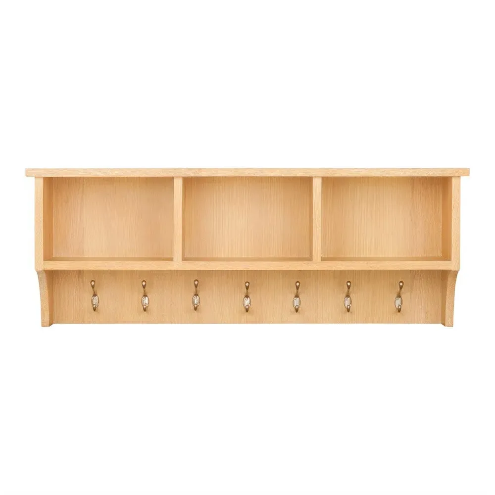 Inglesham Storage Shelf with Hooks - Whitewash, Oak