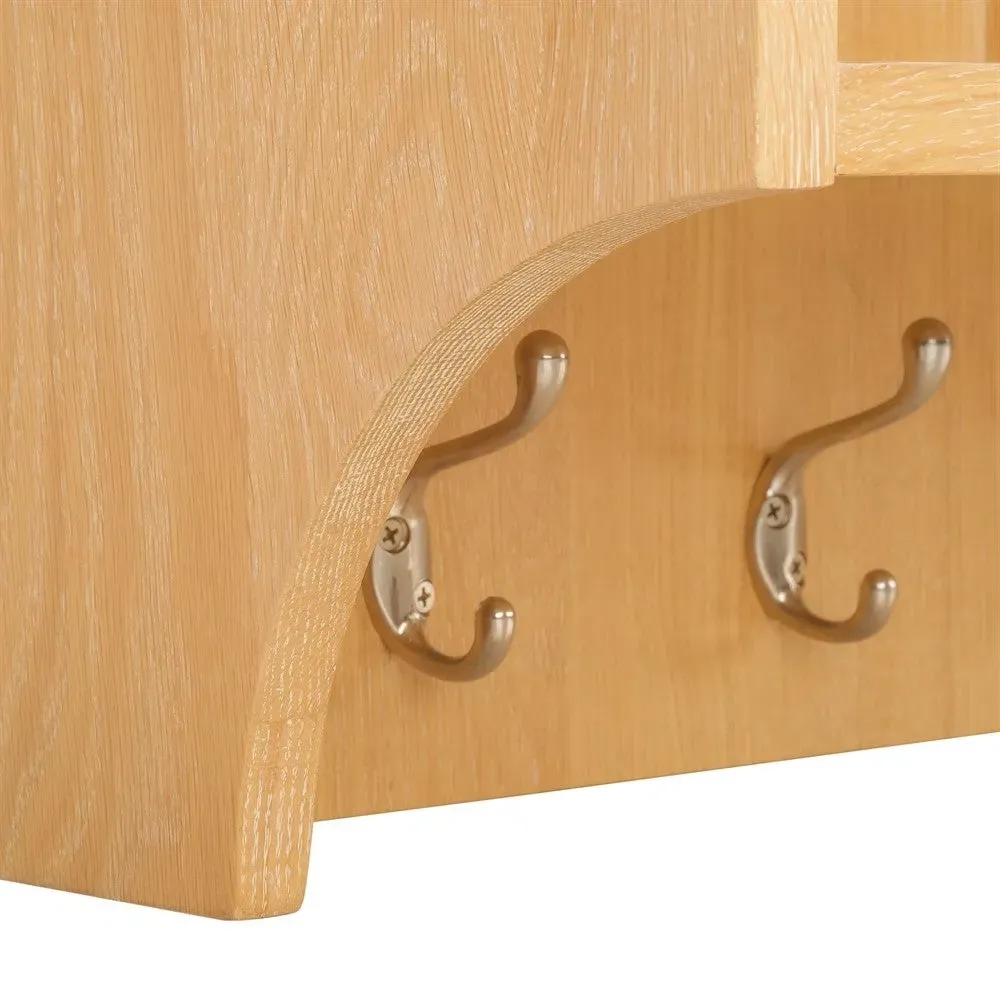 Inglesham Storage Shelf with Hooks - Whitewash, Oak