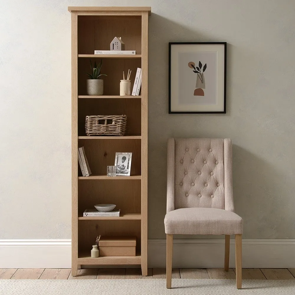 Inglesham Tall Slim Bookcase - Whitewash, Oak