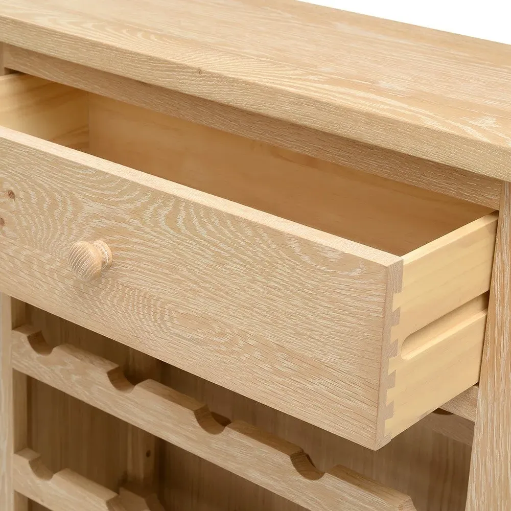 Mini Wine Console - Whitewash, Oak