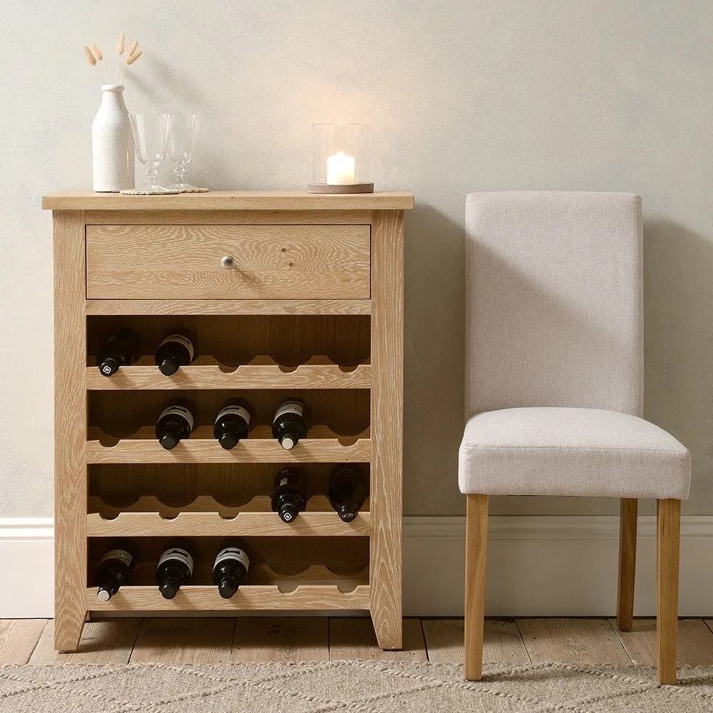 Mini Wine Console - Whitewash, Oak