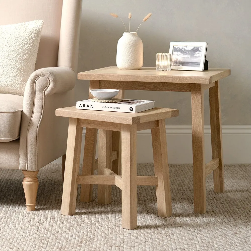 Nest of 2 Tables - Whitewash, Oak