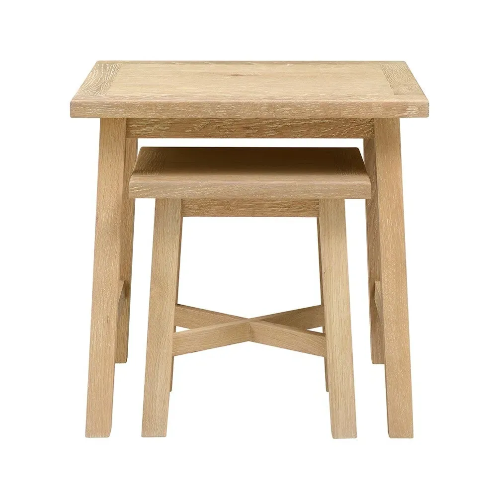 Nest of 2 Tables - Whitewash, Oak image