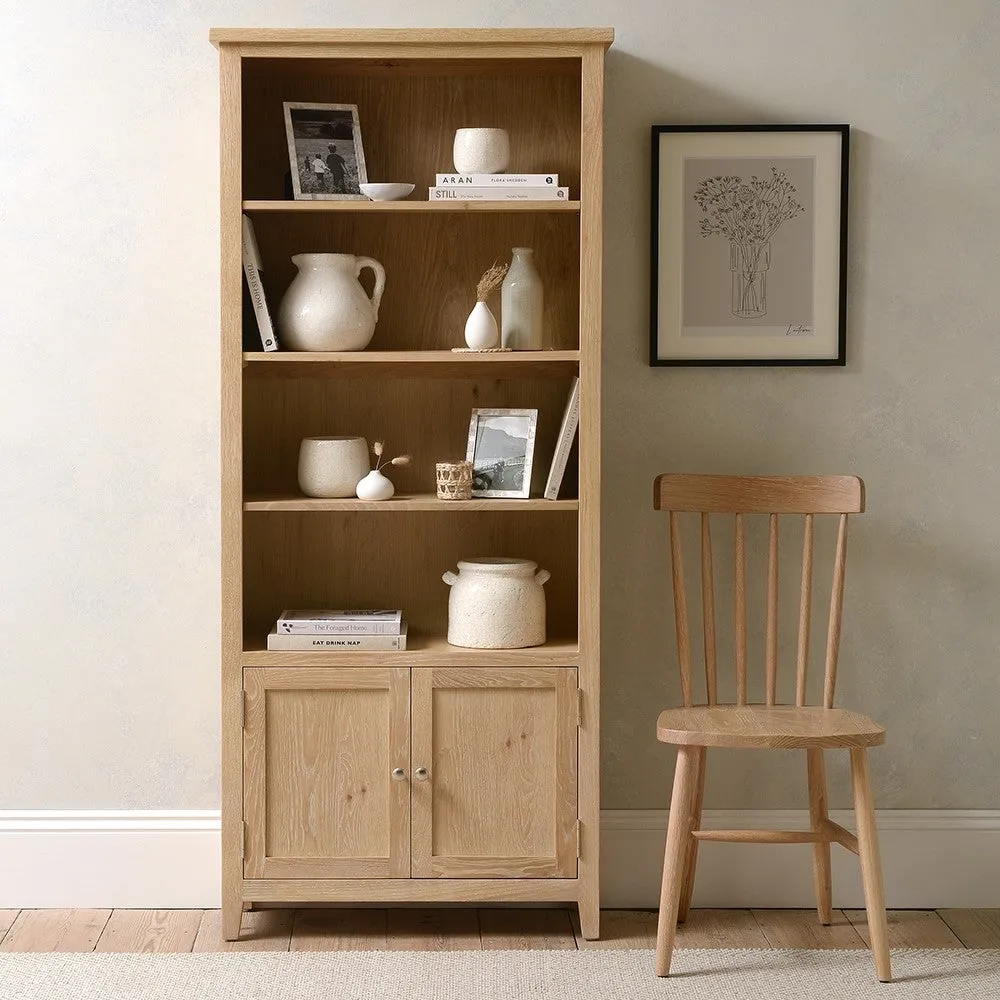 Open Display Cabinet with Storage - Whitewash, Oak