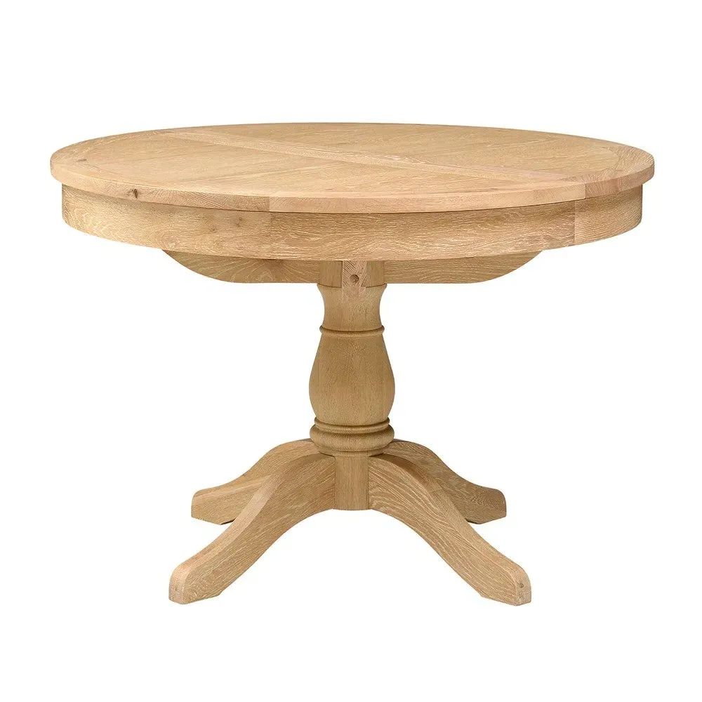 Round Dining Table and 4 Spindleback Chairs - Whitewash, Oak