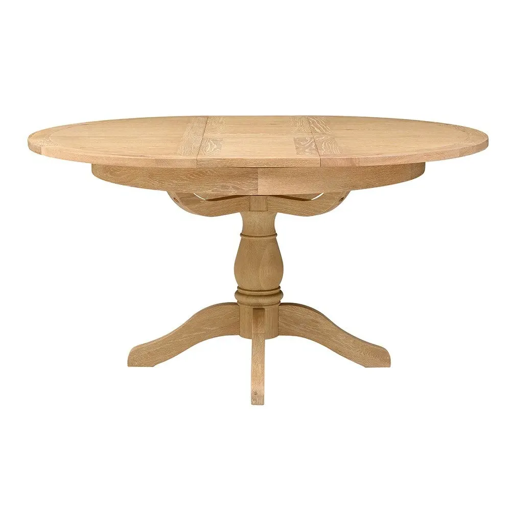 Round Dining Table and 4 Spindleback Chairs - Whitewash, Oak