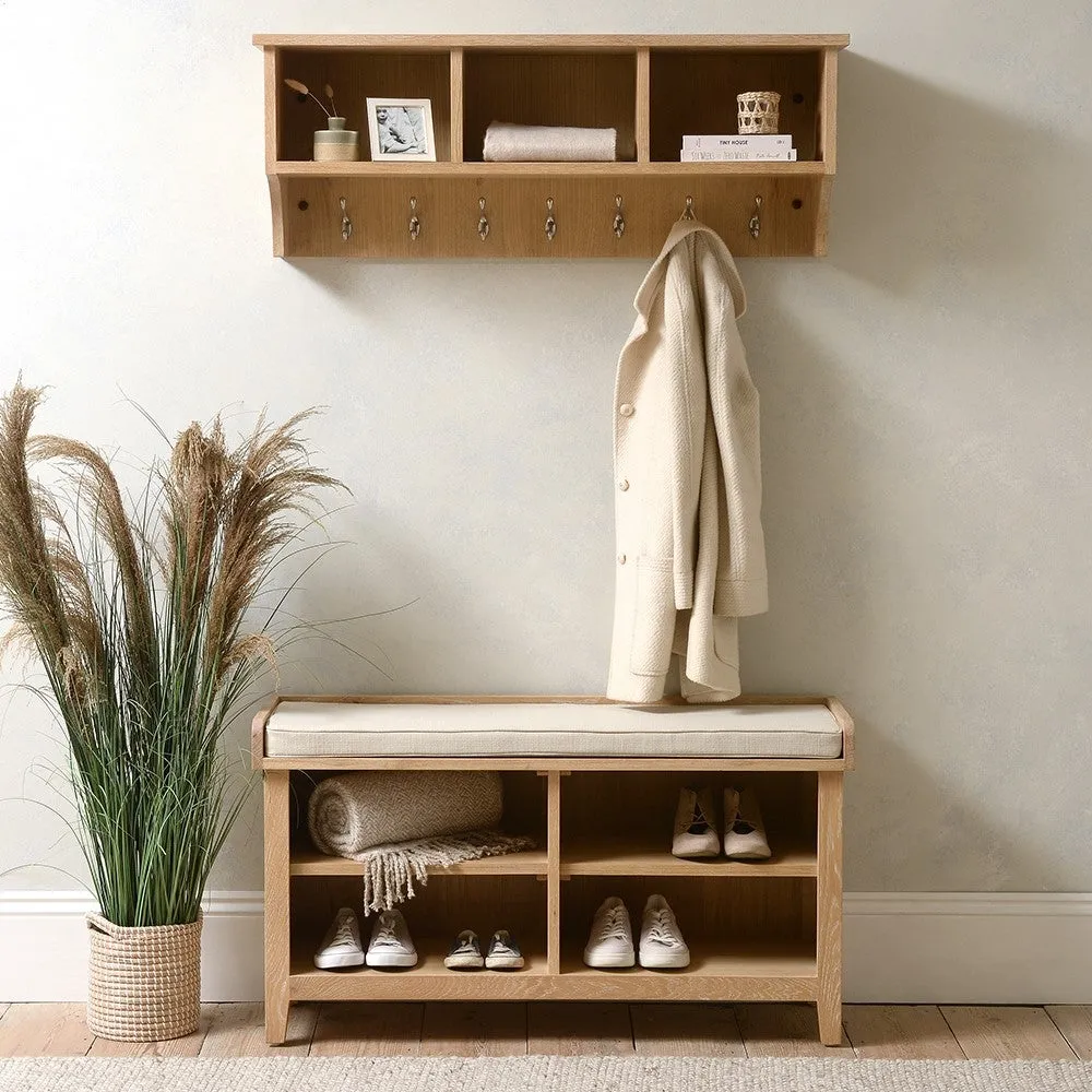 Shoe Storage Bench - Whitewash, Oak