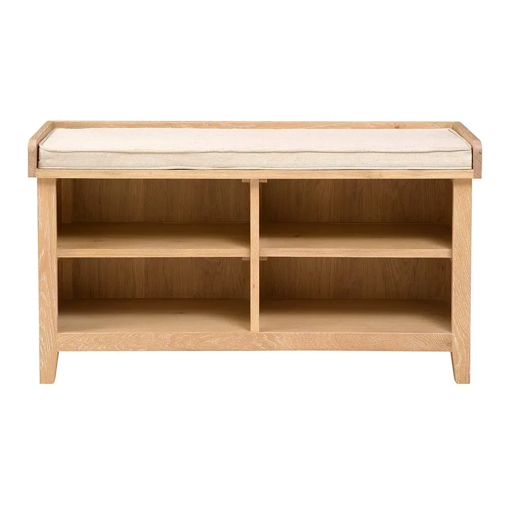 Shoe Storage Bench - Whitewash, Oak