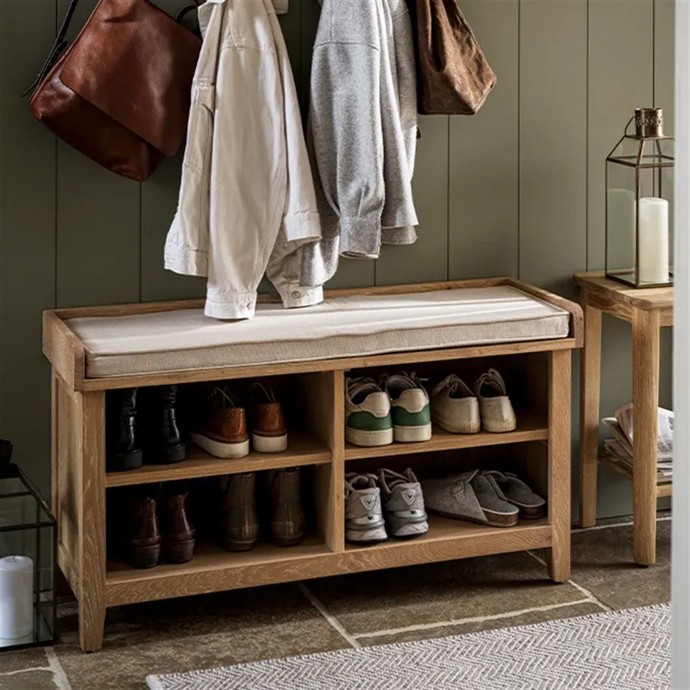 Shoe Storage Bench - Whitewash, Oak