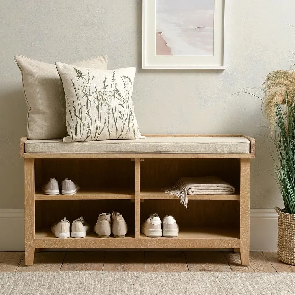 Shoe Storage Bench - Whitewash, Oak image