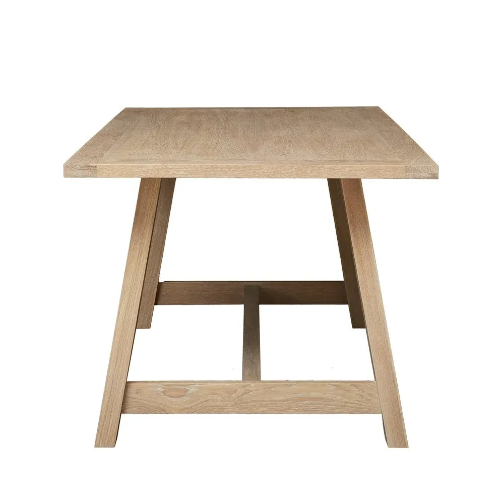 Trestle Dining Table and Bench Set - Whitewash, Oak