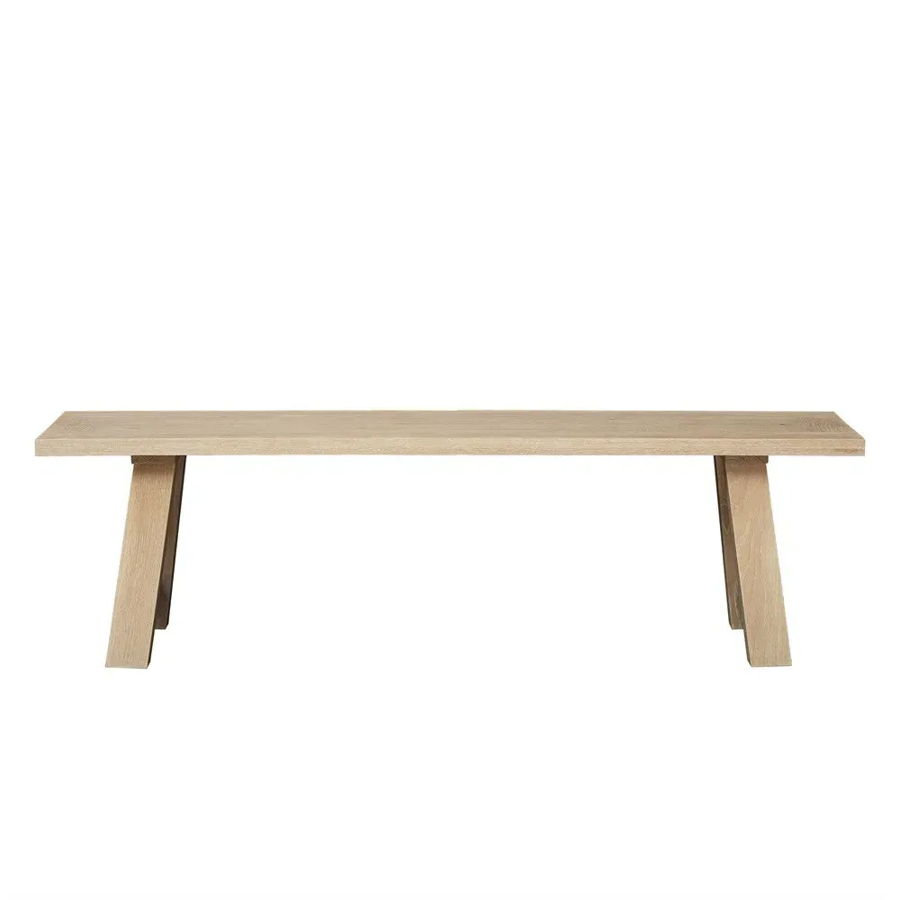 Trestle Dining Table and Bench Set - Whitewash, Oak