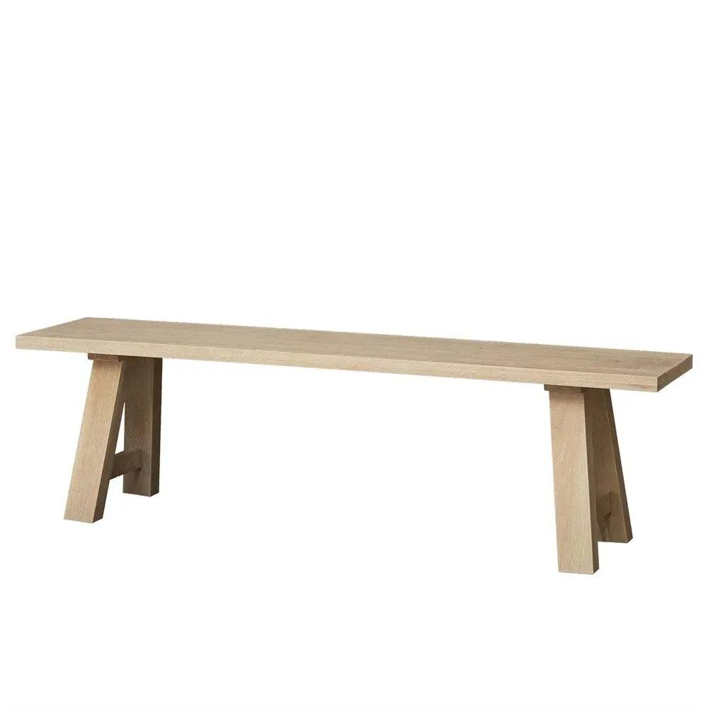Trestle Dining Table and Bench Set - Whitewash, Oak