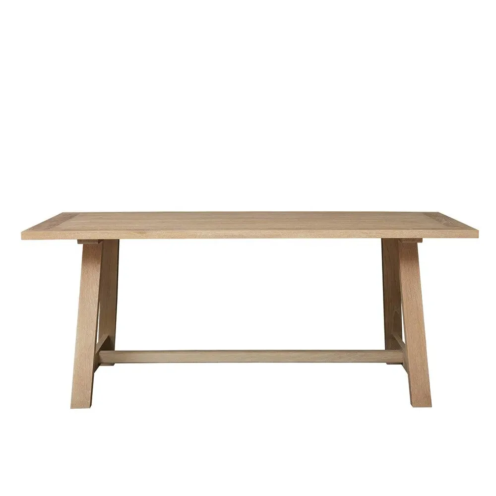 Trestle Dining Table and Bench Set - Whitewash, Oak image