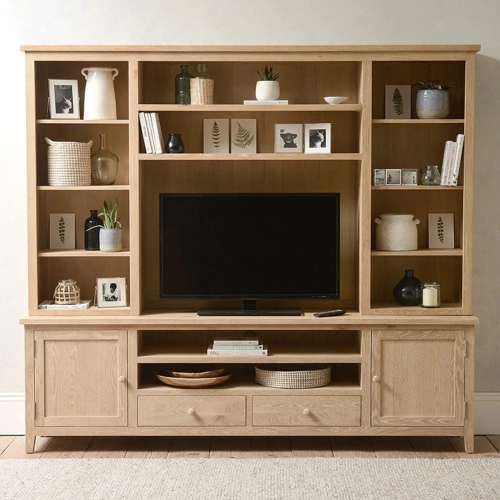 TV and Media Storage Unit - Whitewash, Oak