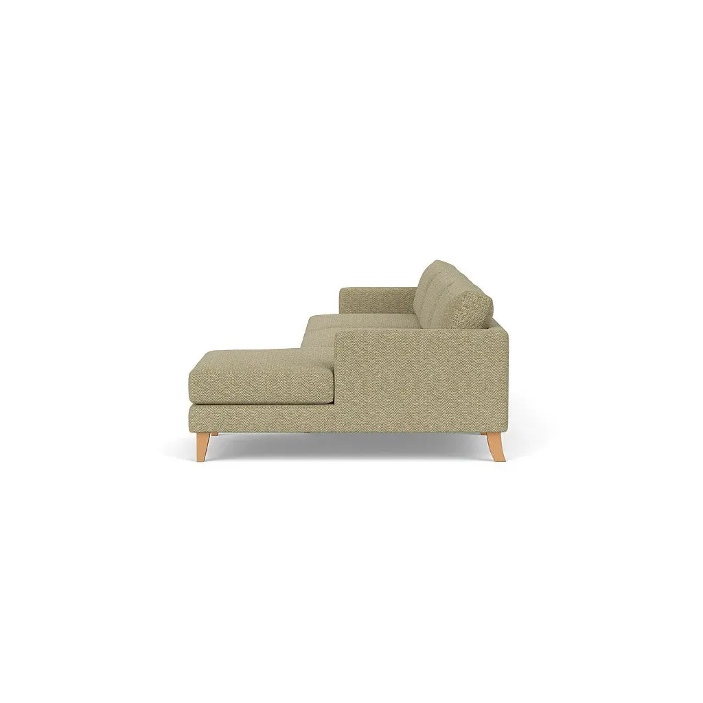 Extra Large Left Hand Chaise Sofa - Apple, Herringbone Weave