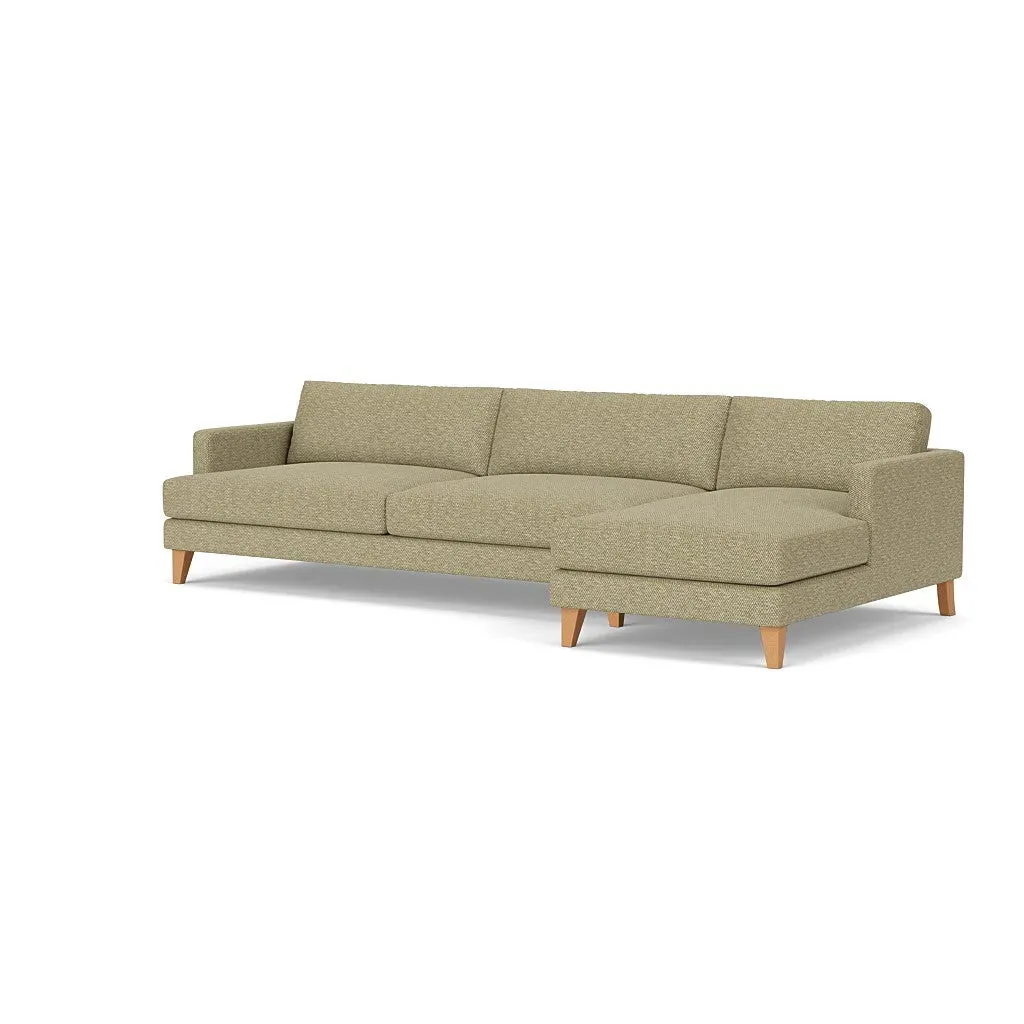 Extra Large Left Hand Chaise Sofa - Apple, Herringbone Weave