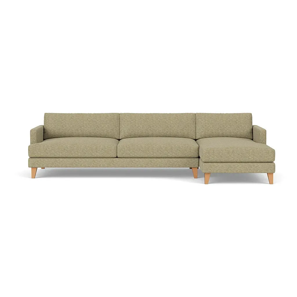 Extra Large Left Hand Chaise Sofa - Apple, Herringbone Weave
