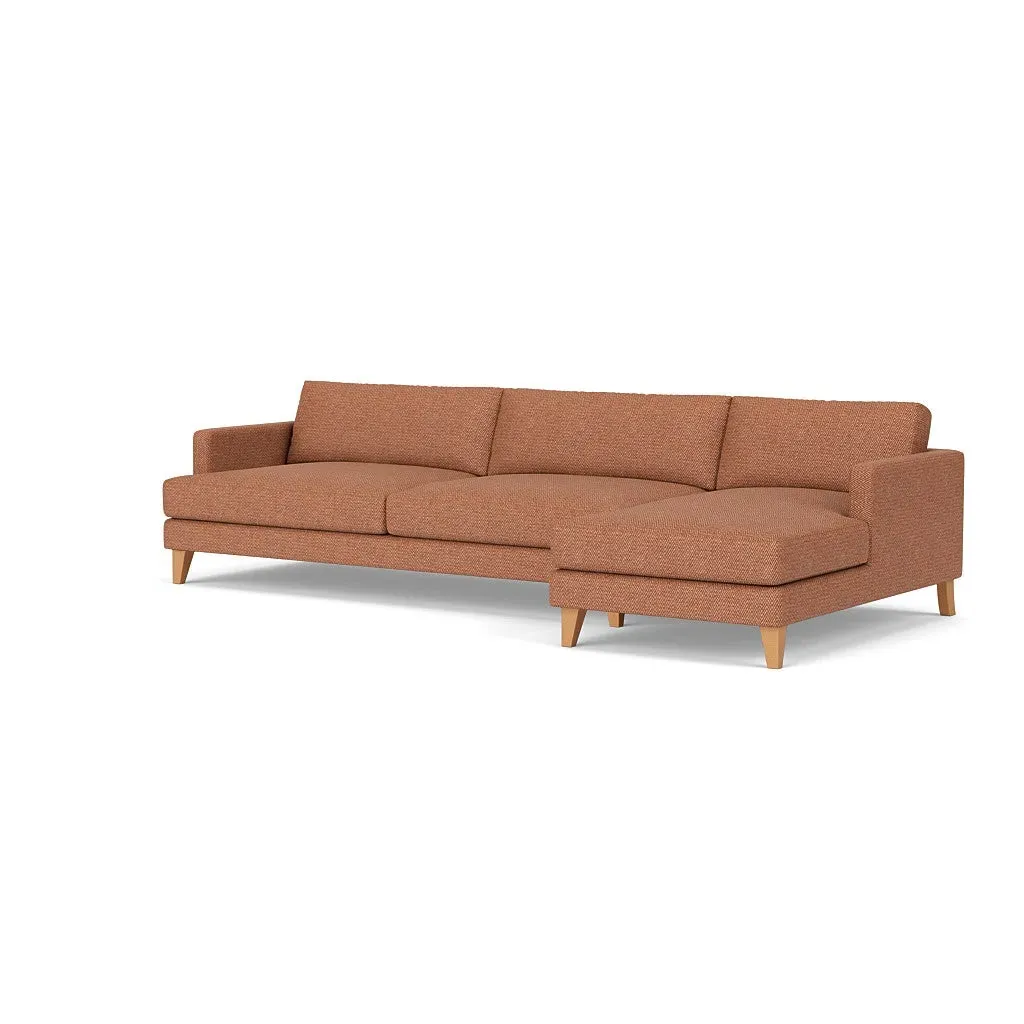 Extra Large Left Hand Chaise Sofa - Brick, Herringbone Weave
