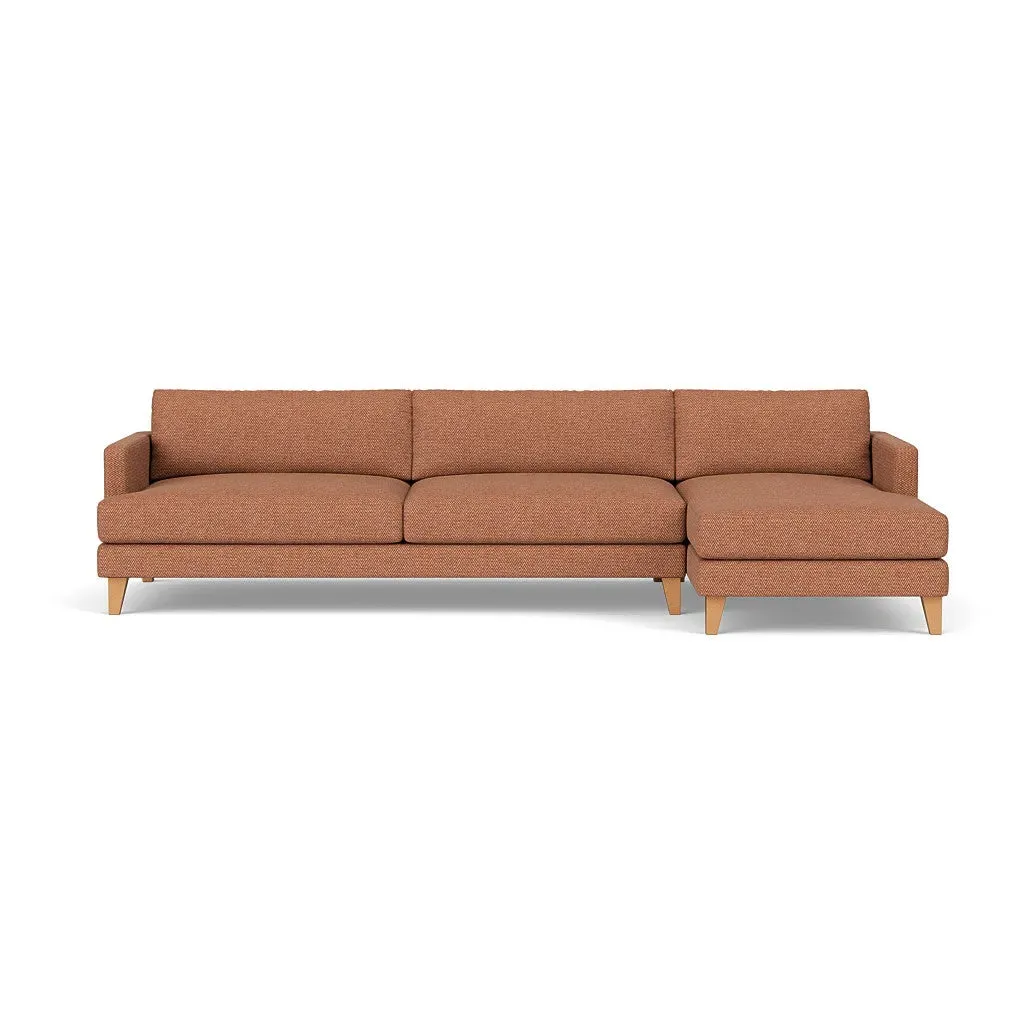 Extra Large Left Hand Chaise Sofa - Brick, Herringbone Weave