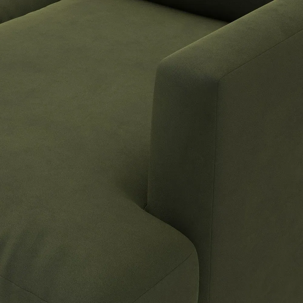 Extra Large Left Hand Chaise Sofa - Forest Green, Matt Velvet
