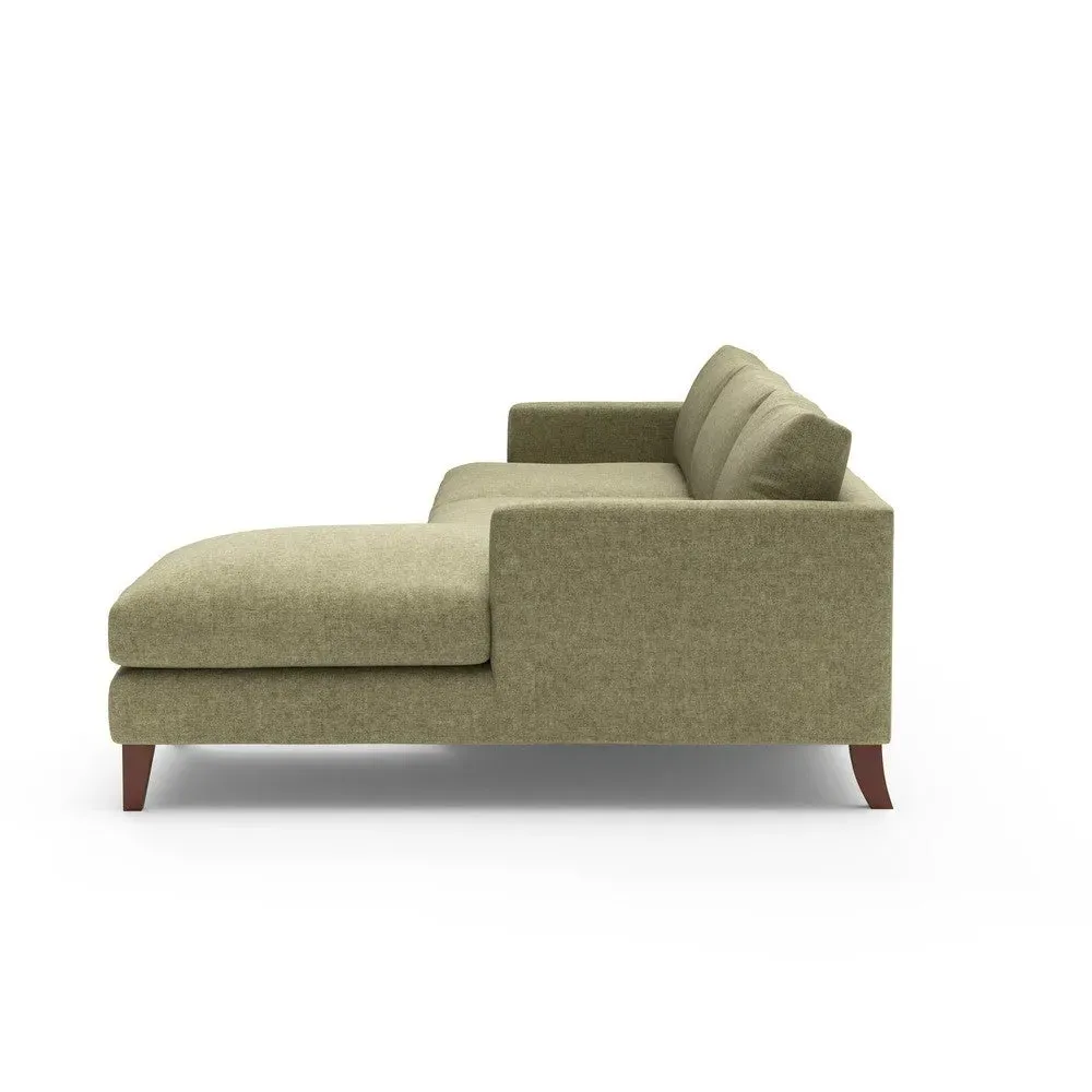 Extra Large Left Hand Chaise Sofa - Sage, Aquaclean Oxford