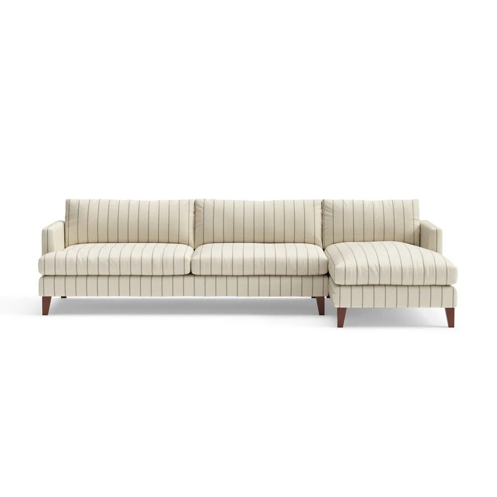 Extra Large Right Hand Chaise - Charcoal, Compton Stripe