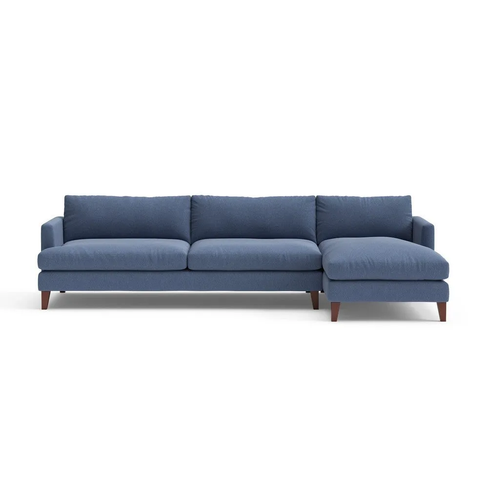 Extra Large Right Hand Chaise - Dark Blue, Chunky Cotton