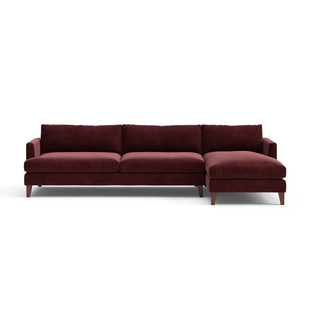 Extra Large Right Hand Chaise - Dark Rosehip, Matt Velvet