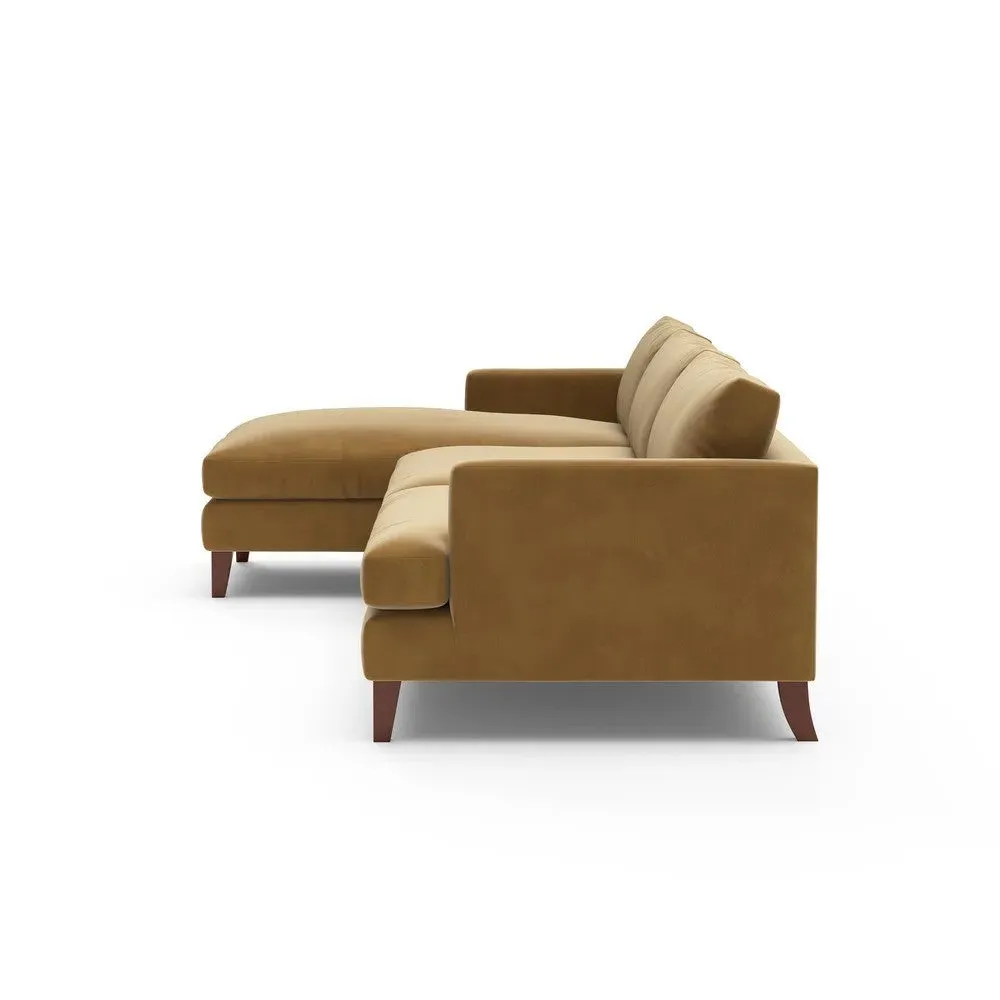 Extra Large Right Hand Chaise - Mustard, Matt Velvet