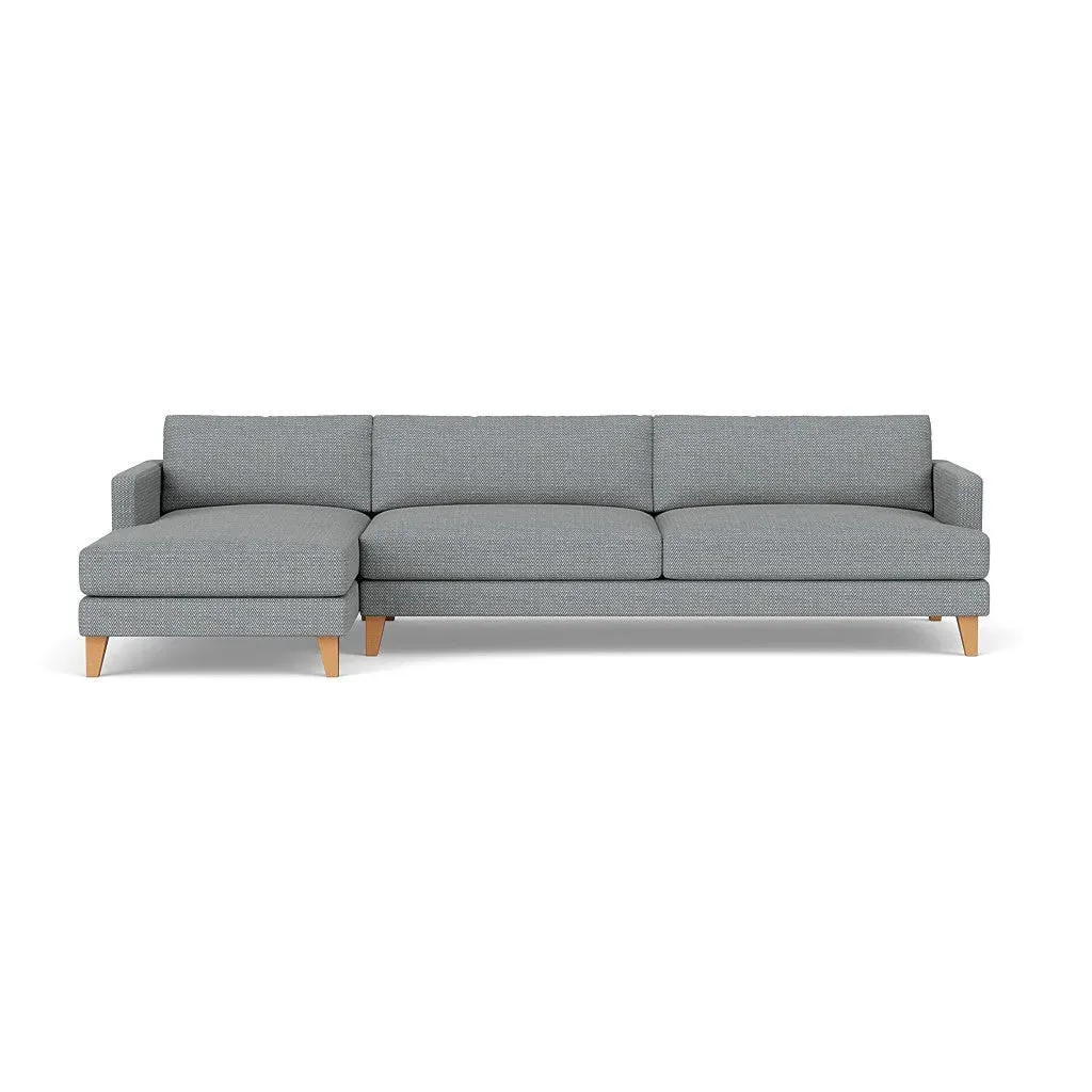 Jackson Extra Large Right Hand Chaise - Navy, Herringbone Weave by The Cotswold Company, image 2