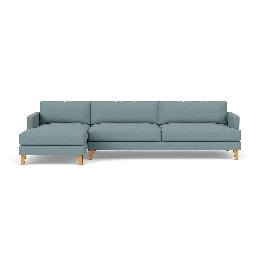 Extra Large Right Hand Chaise - Sky Blue, House Linen Mix by The Cotswold Company, image 2