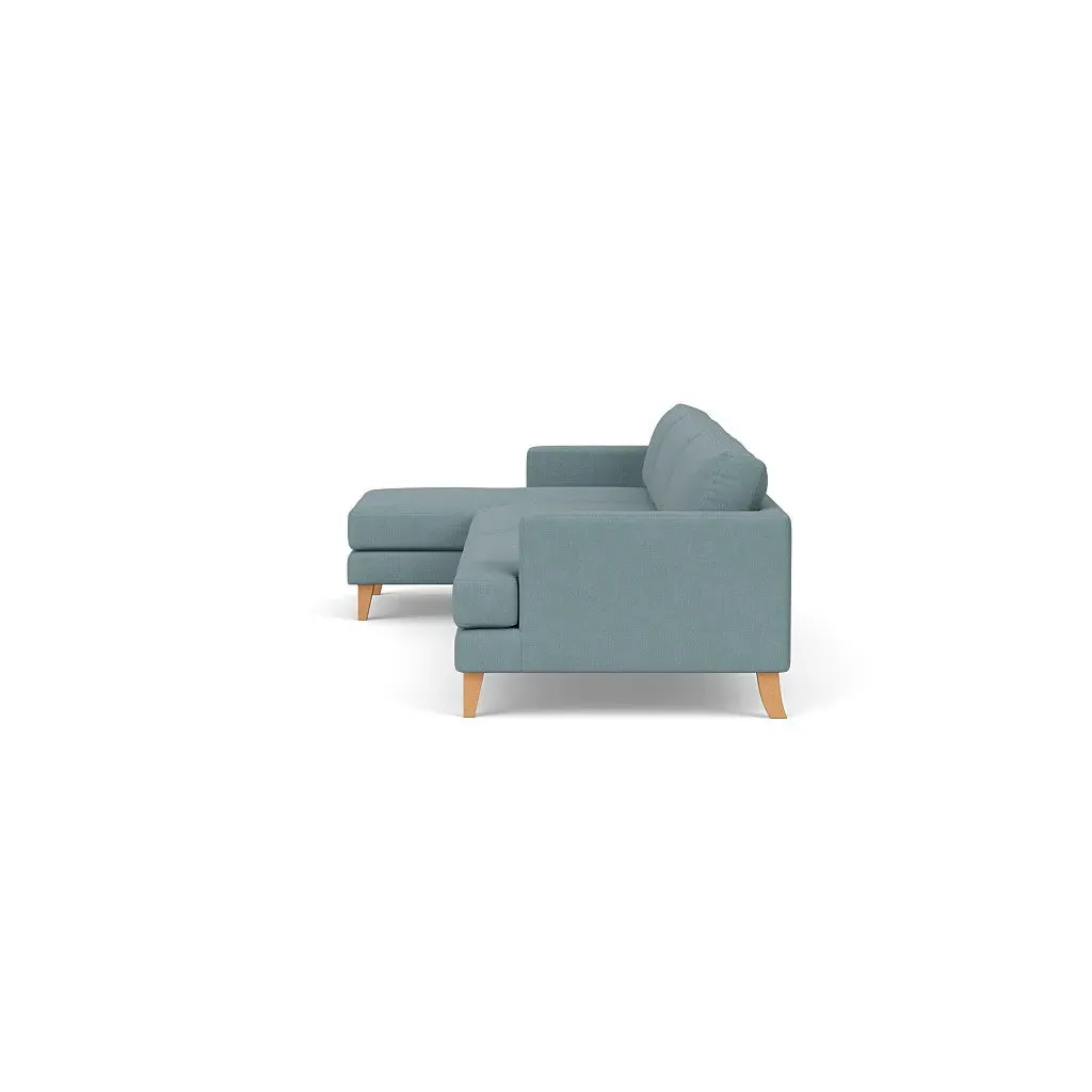 Extra Large Right Hand Chaise - Sky Blue, House Linen Mix by The Cotswold Company, image 3