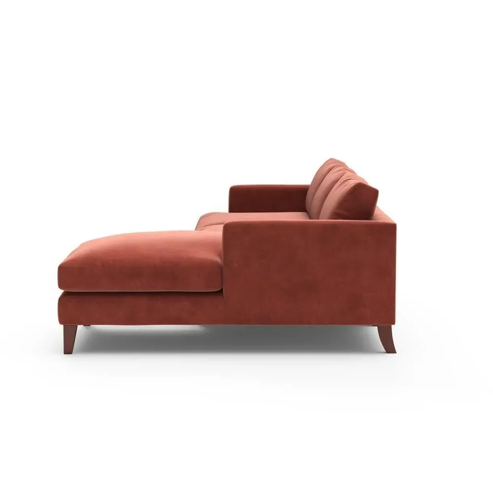 Large Left Hand Chaise - Brick, Matt Velvet