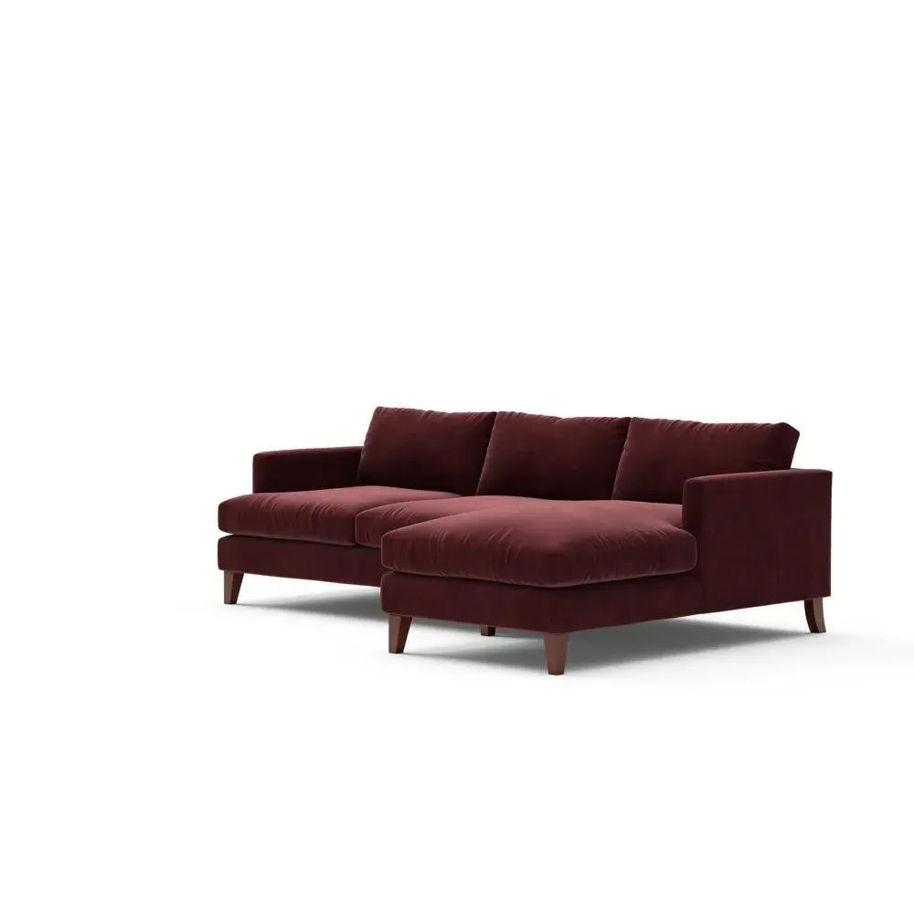Large Left Hand Chaise - Dark Rosehip, Matt Velvet